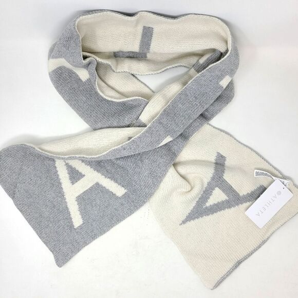 ATHLETA Wool-Cashmere Blend Daily Knit Scarf Cream Gray NWT - Picture 1 of 8